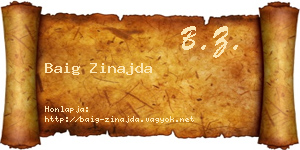 Baig Zinajda névjegykártya